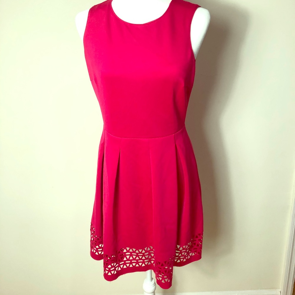 Women short sleeves red dress